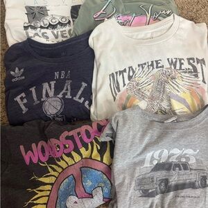 Hollister Blue and White Short Sleeve Tees